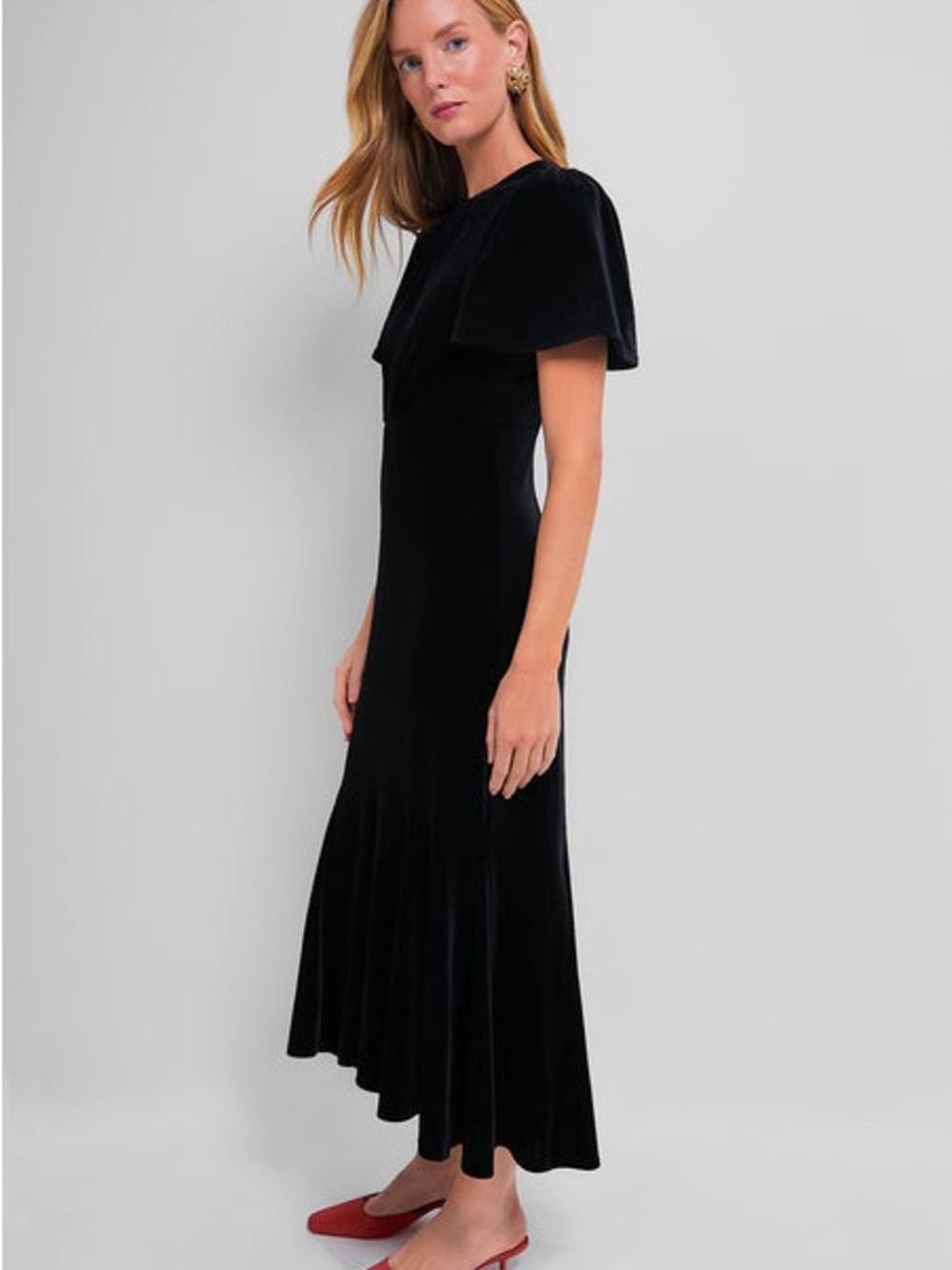 Tuckernuck Black Velvet Elodie Midi Dress Size Large NWT - Picture 7 of 9